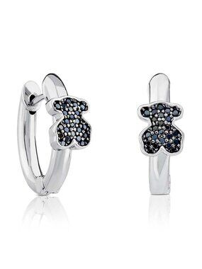 Small Hoop Earrings in Sterling Silver & Spinel.